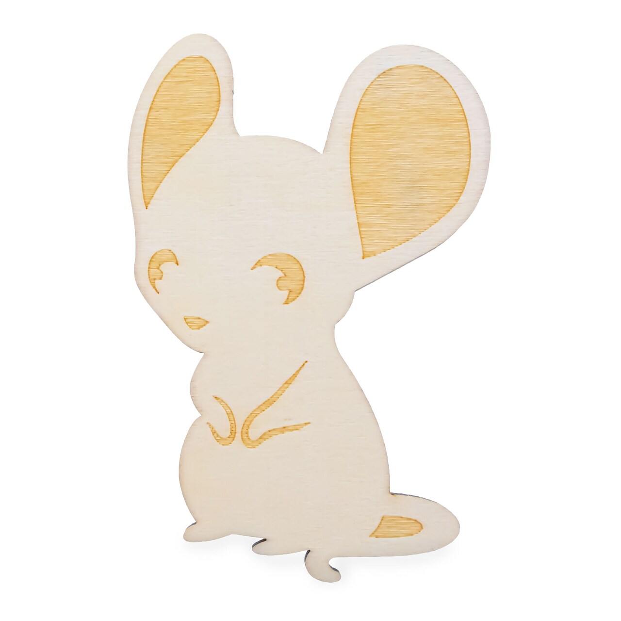 Unfinished Wooden Mouse Shape Cutout DIY Craft 4.6 Inches